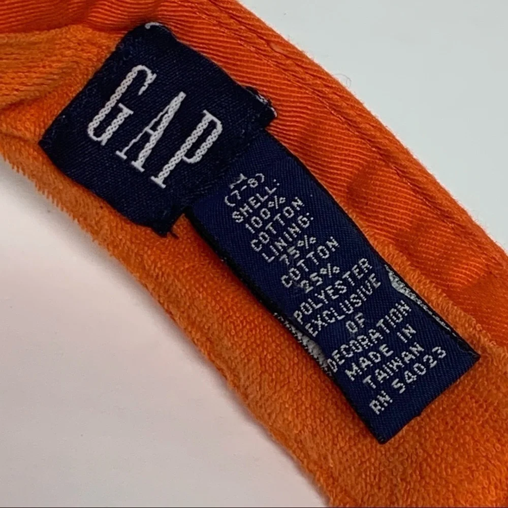 GAP Size Medium Kids (7-8) Unisex Orange GAP Adjustable Logo Sun Visor Hat